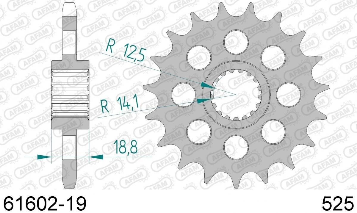 AFAM Tandwiel Voorzijde 19T - 525 3 AFAM Tandwiel Voorzijde 19T - 525